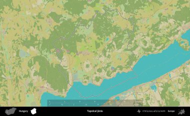 Tapolcai jaras. Macaristan 'ın idari alanı Topografik İnsani Stil Haritası' nda özetlendi