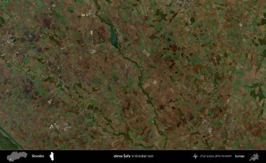 Tamam Sala. Slovakya 'nın idari alanı, Global Mozaik Sentinel-2' nin Ekim 2021 'de çekilmiş uydu görüntüsü üzerine kurulmuştur.