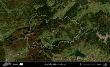 Tamam Dolny Kubin. Slovakya 'nın idari alanı, Global Mozaik Sentinel-2' nin Ekim 2021 'de çekilmiş bir uydu görüntüsüyle özetlenmiştir.