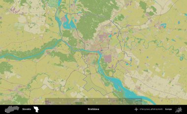 Bratislava. Slovakya 'nın idari alanı Topografik İnsani Stil Haritası' nda özetlendi