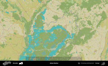 Tamam Senica. Slovakya 'nın idari alanı Topografik İnsani Stil Haritası' nda özetlendi