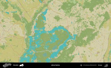 Tamam Senica. Slovakya 'nın idari alanı Topografik İnsani Stil Haritası