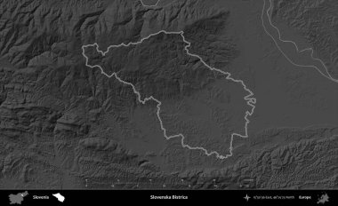 Slovenya Bistrica. Slovenya 'nın idari alanı gri ölçekli bir yükselme haritasında belirtildi