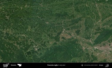 Posavska regija. Slovenya 'nın idari alanı, Temmuz 2022' de çekilen Global Mozaik Sentinel-2 karolarından oluşan bir uydu görüntüsü üzerine kurulmuştur.
