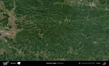 Zasavska regija. Slovenya 'nın idari alanı, Temmuz 2022' de çekilen Global Mozaik Sentinel-2 karolarından oluşan bir uydu görüntüsü üzerine kurulmuştur.