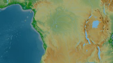 Demokratik Kongo Cumhuriyeti haritası - sür. Parıltı. Fiziksel.