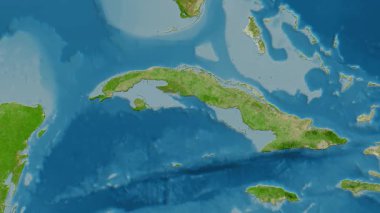 Küba haritası - sür. Parıltı. Uydu.