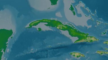 Küba haritası - sür. Parıltı. Fiziksel.