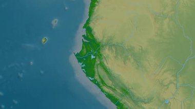 Gabon haritası - sür. Parıltı. Fiziksel.