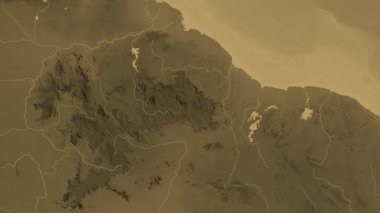 Guyana haritası - sür. Parıltı. Sepya.