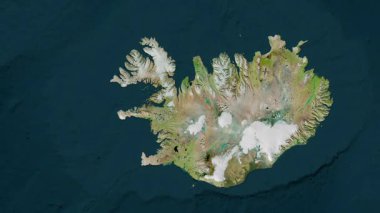 İzlanda haritası - sür. Parıltı. Uydu.