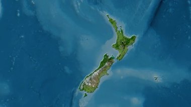 Yeni Zelanda haritası - sür. Parıltı. Uydu.