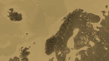 Norveç haritası - sür. Parıltı. Sepya.