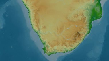 Güney Afrika haritası - sür. Parıltı. Fiziksel.