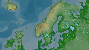 İsveç haritası - sür. Parıltı. Fiziksel.