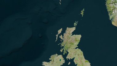 İskoçya - Büyük Britanya haritası- sür. Parıltı. Uydu.