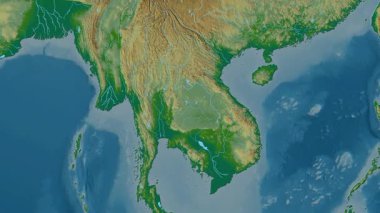 Vietnam haritası - sür. Parıltı. Fiziksel.