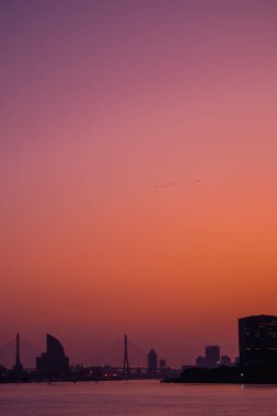 Lujiazui, Pudong, Şangay 'da güzel bir gün doğumu.