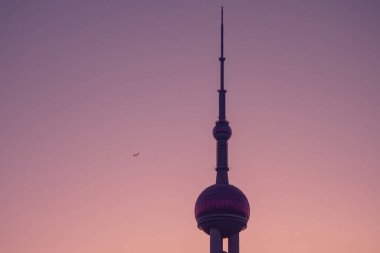 Lujiazui, Pudong, Şangay 'da güzel bir gün doğumu.