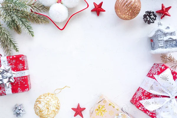 Ramas Árbol Navidad Cajas Regalo Juguetes Árbol Navidad Varias Cosas —  Fotos de Stock