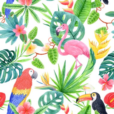 Exotic birds among the lush and blooming nature of rainforests
