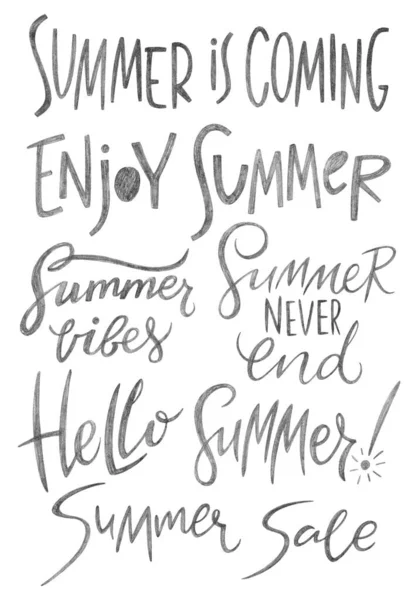 Handwritten phrases about summer time. — Stok Foto