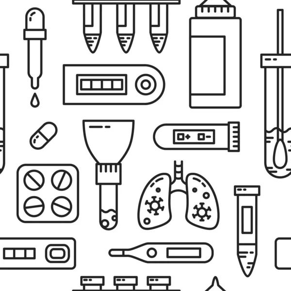 Coronavirus-Tests und Behandlung nahtlose Muster Stockillustration