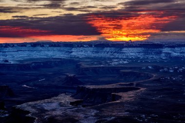 Winter scene of Utah's Canyonlands at sunset