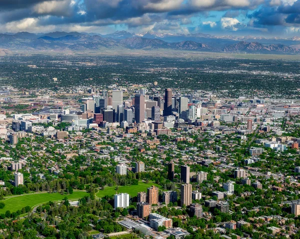 Veduta Aerea Delle Montagne Rocciose Del Colorado Della Città Denver — Foto Stock