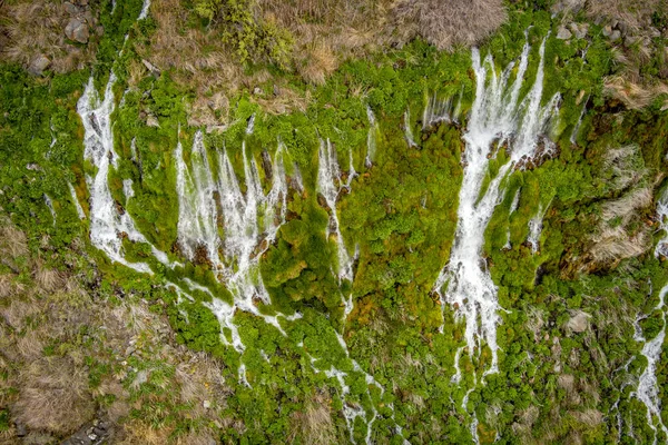 Muitas Pequenas Cachoeiras Vista Aérea Cima — Fotografia de Stock