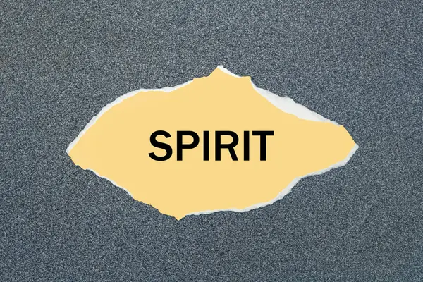Spirit Written Torn Yellow Paper Gray Background — Stock Photo, Image