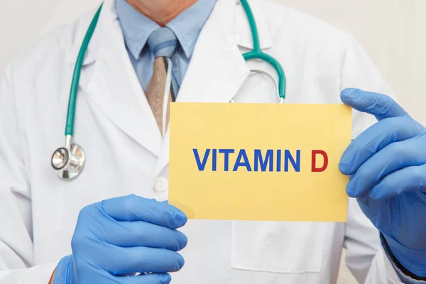 Doktor Rukavicích Cedulí Textem Vitamin — Stock fotografie