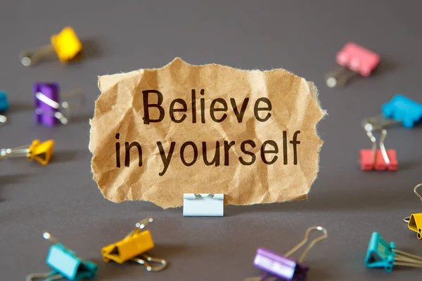 Text Sign Showing Believe Yourself Conceptual Photo Encouraging Someone Self — Stock Photo, Image