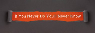 Eğer hiç bilmezsen, yırtık kahverengi kağıdın arkasında belirdiğini asla bilemezsin.