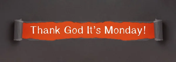 Thank God Monday Text Red Background Appears Torn Paper — Stock Photo, Image