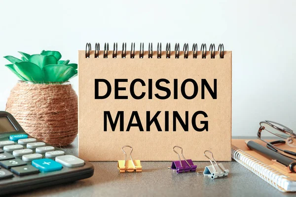 Notebook Text Decision Making Office Table Írószer — Stock Fotó