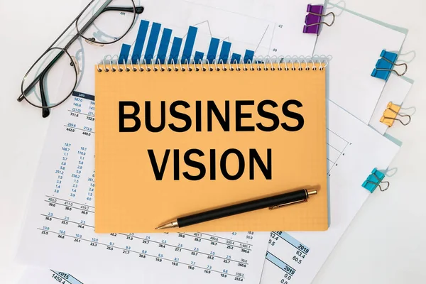 Quaderno Con Testo Business Vision Sul Tavolo Dell Ufficio Tra — Foto Stock