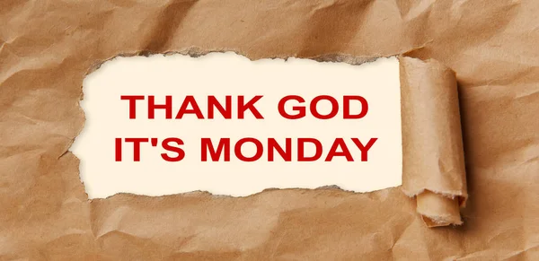 Thank God Monday Text Red Background Appears Paper — Stock Photo, Image