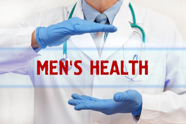 Erkeklerin Sağlığı Yazıtlı Doktor Elleri Tıbbi Konsept — Stok fotoğraf