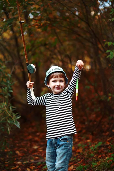 Boy with fishing rod — Stock Photo, Image