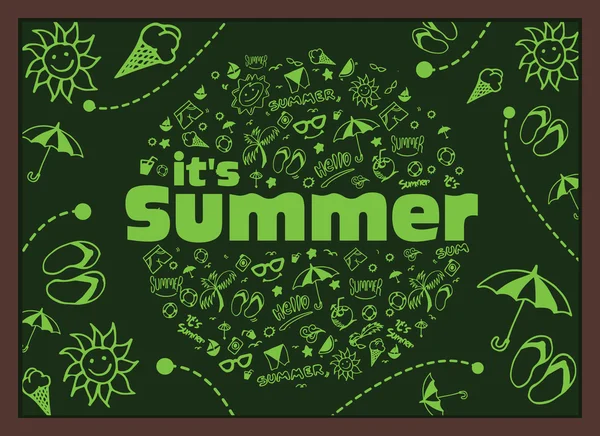 Elle çizilmiş yaz elemanları, sembol ve nesne ile vektör çizim