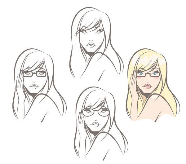 Femme portant des lunettes — Image vectorielle