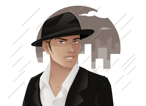 Muž nosí klobouk — Stockový vektor