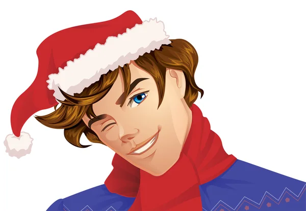 Adam Santa şapka göz kırpıyor ile