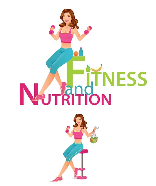 Fitness e nutrizione — Vettoriale Stock