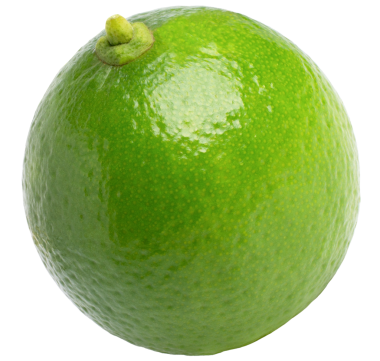 Şeffaf arkaplanda taze yeşil kireç izole edildi