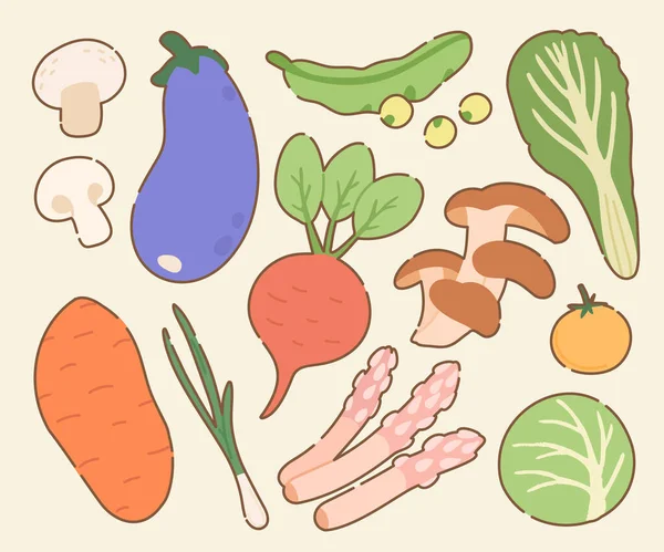 El yapımı Taze Sebze Çizimi Koleksiyonu