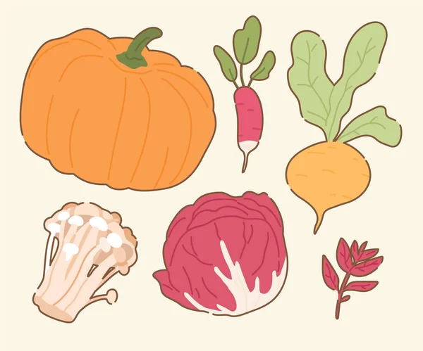 El yapımı Taze Sebze Çizimi Koleksiyonu