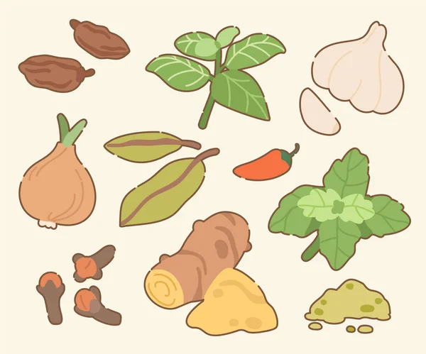 Farklı sebze seti, vektör illüstrasyonu