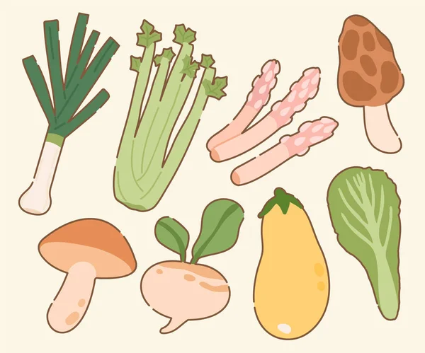 El yapımı Taze Sebze Çizimi Koleksiyonu